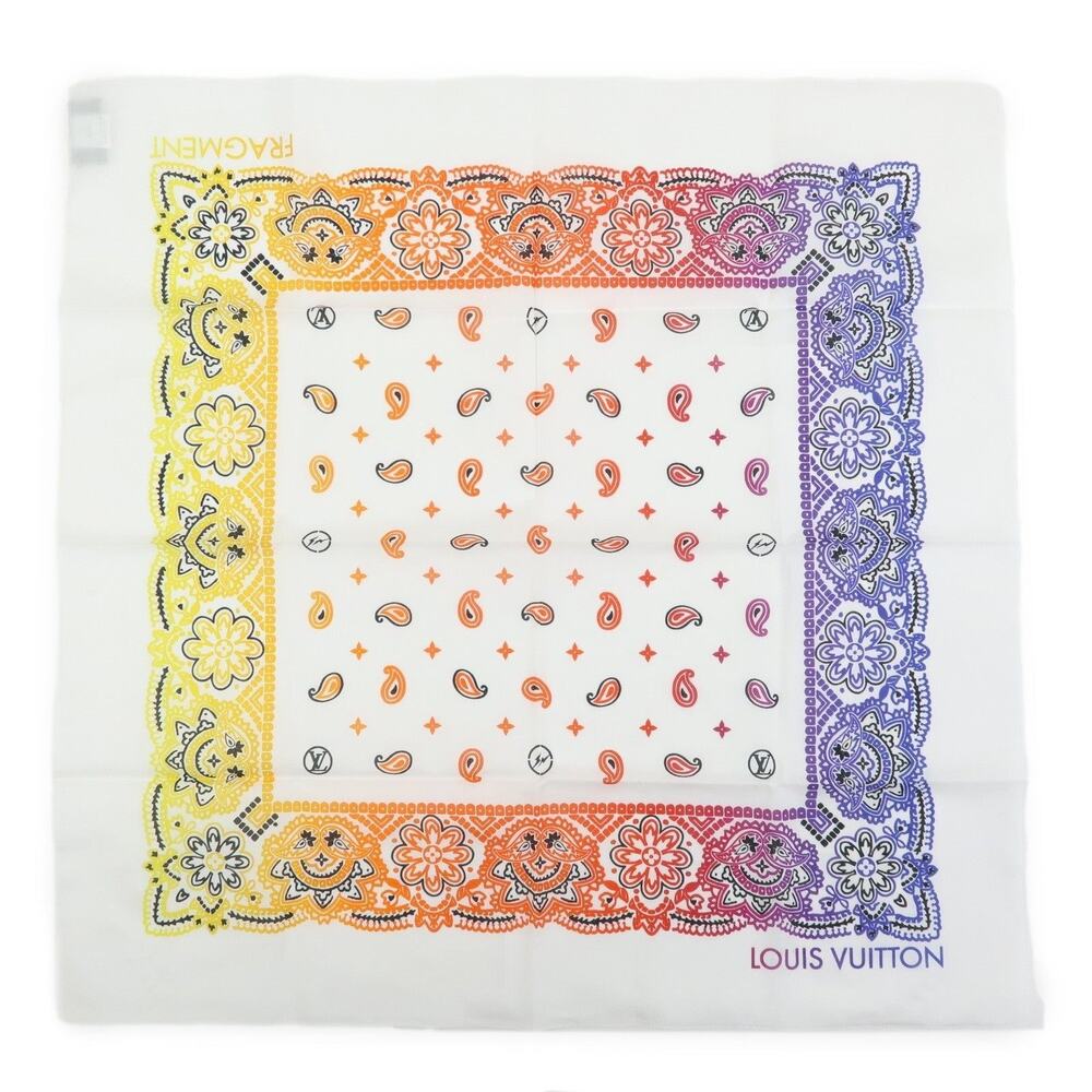 Louis Vuitton Cotton Fragment Design Scarf Bandana White
